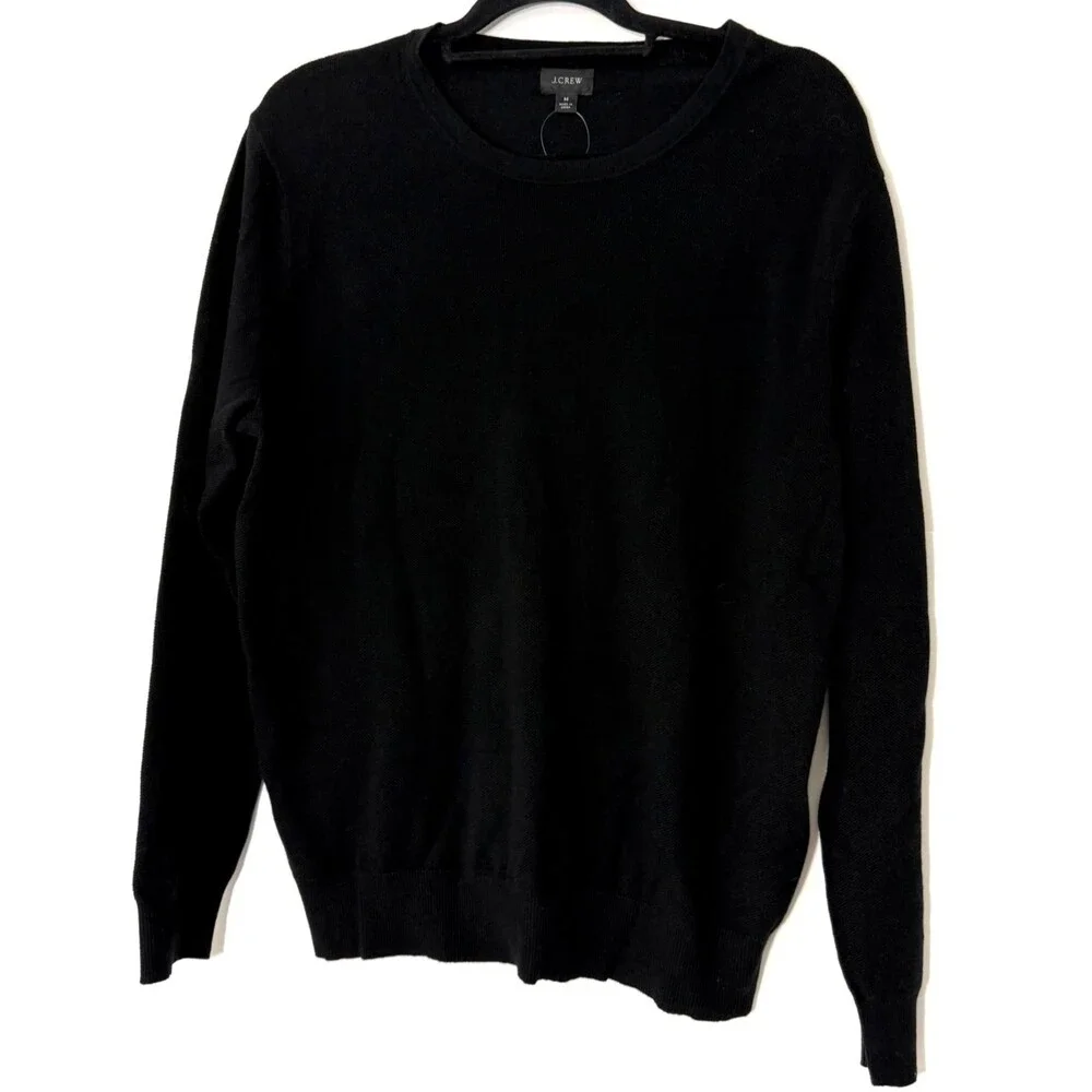 J.Crew Sweater Mens Medium Black Crewneck Cotton Cashmere Blend NWT